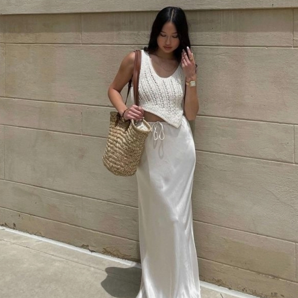 Babaton Satin Midi Skirt